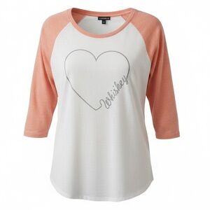 Women's Pink and White Raglan Top